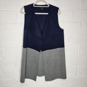 Talbots Women's Medium Cardigan Vest Open Front Wool Blend Blue Gray